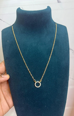 Women's Stone Pendant with Chain Micro Plating