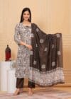 Revolze Women's Cotton Hand Block Printed Straight Kurti with Pant and Printed Dupatta - Image 2